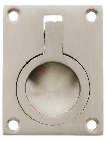 Solid Brass Flush Ring Pull in Satin Nickel.